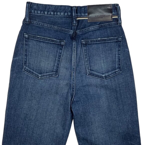 Moussy Vintage Emma Cropped Flare Hi Jean 24 Dark Blue High Waist Zip Fly - Picture 8 of 12
